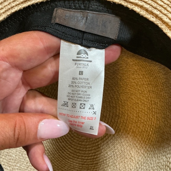 Furtalk Wide Brim Straw Sun Hat with Ribbon Tie Beige Women’s Size Large - Picture 6 of 7